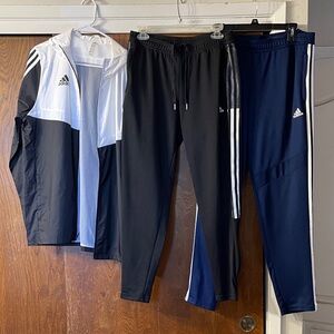 Adidas Black and White Jacket(sz.XL) black and blue track pants(sz.L)women’s
